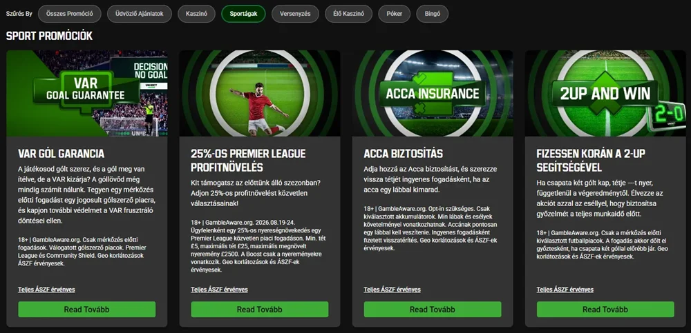 Az Unibet sportpromóciói VAR Goal Guarantee, Acca Insurance és 2UP ajánlatokkal