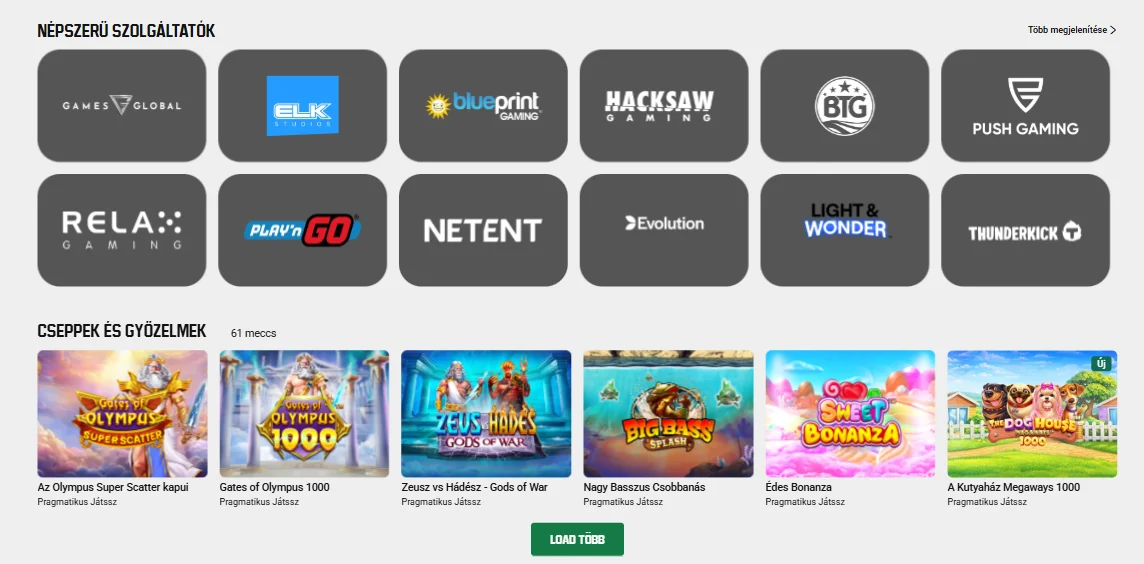 Népszerű Unibet kaszinójáték-szolgáltatók és játékok